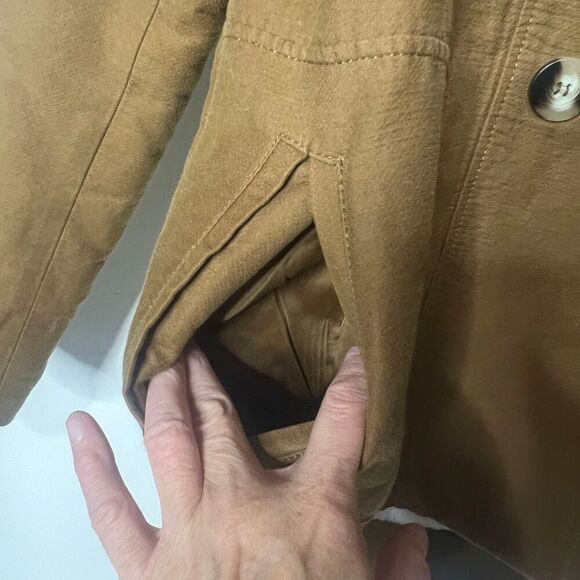 Zara Trafaluc Outerwear Brown Green Cozy Lined Jacket Sz M Poly/Nylon Shell - Picture 7 of 14